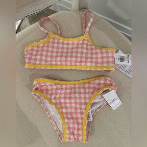 💕 18~24 Mth Pink and Yellow Gingham Bikini Set NWT